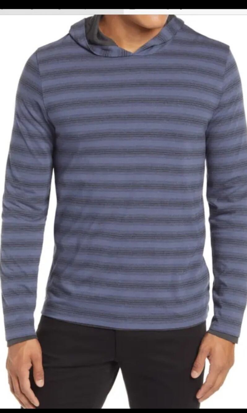 Vince double layer hoodie Size XL blue striped long sleeved Casual Y2K Comfy